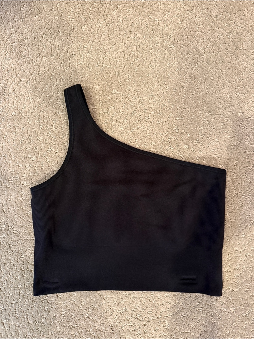 Athleta One-Shoulder Crop Top — Black
